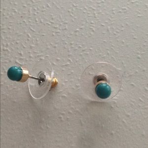 Earrings with a Teal Green Dainty Bead on a Post